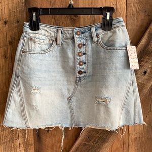 NWT Free People button fly jean skirt size 27